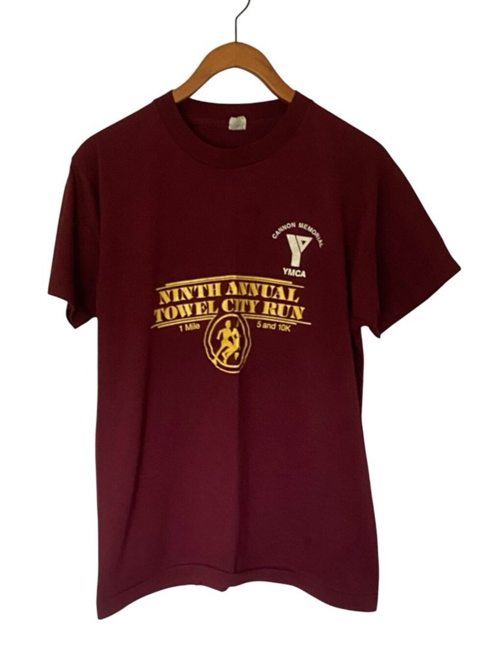 Vintage 9th Annual Towel City Run 5K 10K T-Shirt L YMCA Single Stitch USA